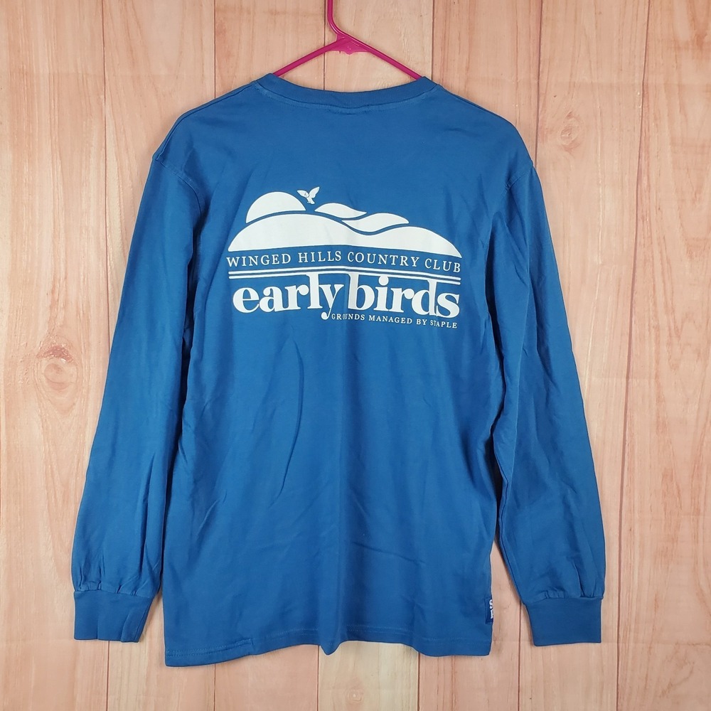 Staple NrG Shirt Men S Blue Cotton Graphic Winged Hills Country Club Early Birds
